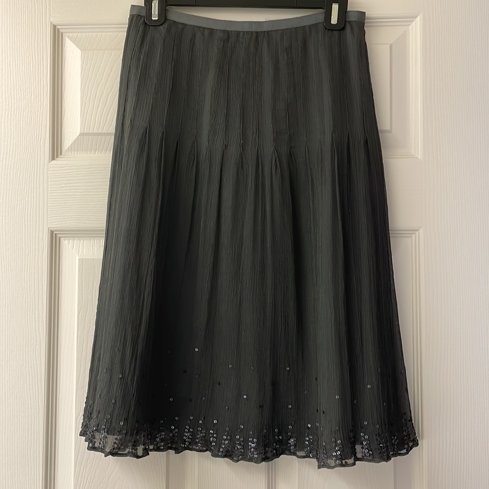 J.Crew Petite Dark Gray Silk Skirt – Size 2P - Picture 3 of 4